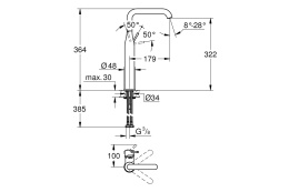 Смеситель для раковины GROHE Essence, XL-size, темный графит матовый (32901AL1)