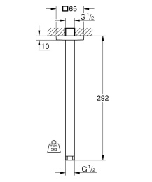 Душевой кронштейн потолочный GROHE Rainshower neutral 292 мм, хром (27484000)