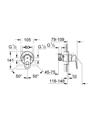 Комплект GROHE BauLoop с монтажной частью и гигиеническим душем Tempesta-F Trigger Spray 30, хром (NH0010)