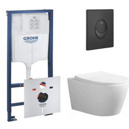 Комплект инсталляции GROHE Rapoid SL 3 в 1 с унитазом Aquatek АУРА AQ1805T-00 и звукоизоляционным комплектом (NW0775)