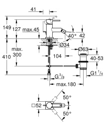 Смеситель для биде GROHE Allure с донным клапаном, хром (32147000)