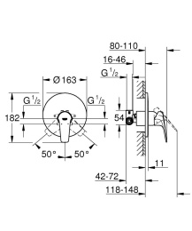 Смеситель для душа GROHE BauFlow в комплекте с монтажной частью, хром (29112000)