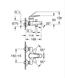 Смеситель для ванны GROHE Euroeco, хром (32743001/UA), уцененный