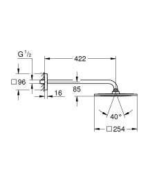 Верхний душ GROHE Rainshower F-Series 254, 1 режим, 422 мм, хром (26259000)