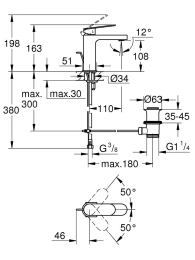 Смеситель для раковины GROHE Plus с донным клапаном, S-Size, теплый закат матовый (32612DL4)