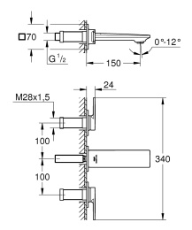 Внешняя часть смесителя для раковины GROHE Allure скрытого монтажа, на 3 отверстия, S-Size, хром (20189002)