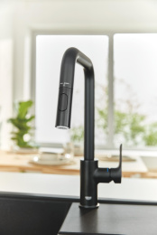 Смеситель для кухни GROHE Eurosmart выдвижной, матовый чёрный (306192430)