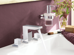 Смеситель для раковины GROHE Eurocube на 3 отверстия с донным клапаном, S-size, хром (20351000)