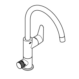 Смеситель для кухонной мойки GROHE Blue Pure BauCurve с функцией фильтрации, без фильтра в комплекте, хром (31723000)