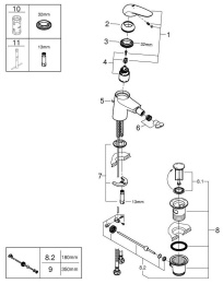 Смеситель для биде GROHE Eurostyle с донным клапаном, S-size, хром (23720003)
