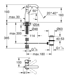 Смеситель для раковины GROHE Essence с донным клапаном, M-size, хром (23462001)