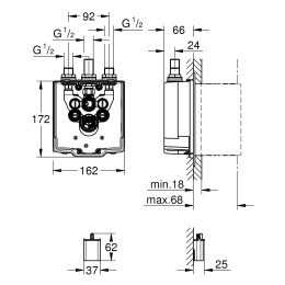 Встраиваемая часть термостата для душа GROHE Eurosmart Cosmopolitan E Special, питание от батарейки (36464000)