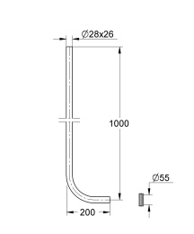 Сливная трубка для смывного устройства для унитаза GROHE, 1000x200 мм, хром (37108000)