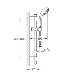 Душевой гарнитур GROHE Relexa Champagne 100, 4 режима струи, душевая штанга 600 мм, 7,5 л/мин, хром (28944000)