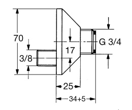 Эксцентрик s-образный 3/8″ x 3/4″ GROHE, регулируемый 17 мм (12050000)
