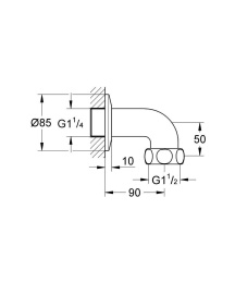 Отводная дуга для Grohtherm XL (35 085/35 086) GROHE, вынос 90 мм, хром (12436000)