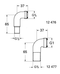 Соединительный уголок 1/2″ x 3/4″ GROHE, хром (12476000)