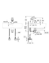 Смеситель для раковины GROHE Eurosmart с угловыми вентилями, хром (23588000)