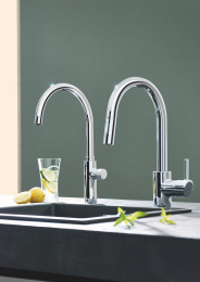 Кран для кухонной мойки GROHE Blue Pure Mono с функцией фильтрации, без фильтра в комплекте, хром (31724000)