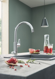 Смеситель для кухонной мойки GROHE Blue Pure BauCurve с функцией фильтрации, без фильтра в комплекте, хром (31723000)