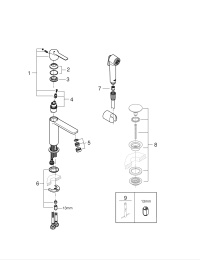 Смеситель для раковины GROHE Lineare S-size с душевым гарнитуром, хром (24190000)