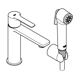 Смеситель для раковины GROHE Lineare S-size с душевым гарнитуром, хром (24190000)