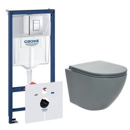 Комплект инсталляции GROHE Rapid SL 38775001 с унитазом AQUAme AQM2002MGR и сиденьем с микролифтом (NW0309)