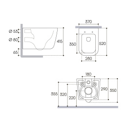 Комплект инсталляции GROHE Rapid SL 38775001 с унитазом Aqueduto MACIO MACT2140 и раковиной Aqueduto ESPIRAL ESP0340 (NW0567)