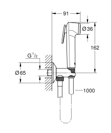 Набор для гигиенического душа, GROHE Tempesta-F Trigger Spray 30, 1000 мм, хром (26358000)