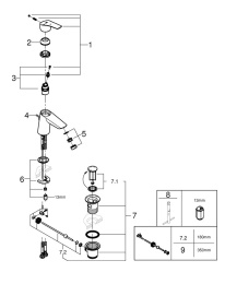 Смеситель для раковины GROHE Eurosmart, S-size, хром (23969003)