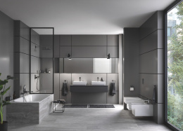Смеситель для раковины GROHE Eurocube с донным клапаном, темный графит матовый (23445AL0)