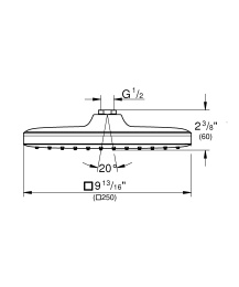 Верхний душ GROHE Tempesta Cube 250, 9,5 л/мин, 1 режим, хром/белый (26685000)