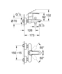 Смеситель для ванны GROHE Wave Cosmopolitan, хром (23209000)