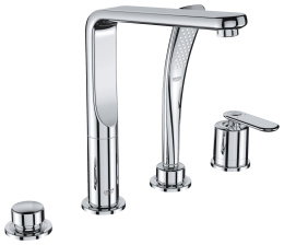 Смеситель для ванны GROHE Veris с душевым гарнитуром (на бортик ванны), 4 отверстия, хром (19373000)