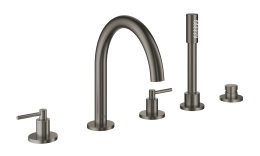 Смеситель для ванны GROHE Atrio двухвентильный, на 5 отверстий, на край ванны, темный графит матовый (19922AL3)