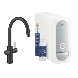 Смеситель для кухонной мойки GROHE Blue Home с системой фильтрации, охлаждения и газирования воды, Wi-Fi, черный бархат (31541KS0)