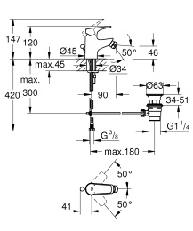 Смеситель для биде GROHE Start Flow с донным клапаном, хром (23770000)