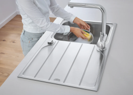 Мойка GROHE K500 45-S 86/50 1.0 оборачиваемая с корзинчатым вентилем, нержавеющая сталь (31571SD1)