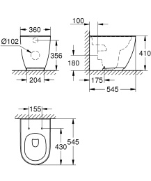 Унитаз приставной напольный GROHE Essence Ceramic, альпин-белый (3957300H)