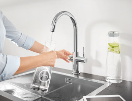 Смеситель для кухонной мойки GROHE Blue Professional с системой фильтрации, охлаждения и газирования воды, хром (31607002)