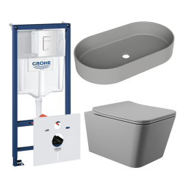 Комплект инсталляции GROHE Rapid SL 38772SH0 с унитазом Aqueduto MACIO MACT2130 и раковиной Aqueduto ESPIRAL ESP0230 (NW0624)