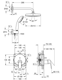 Душевая система GROHE Eurosmart Cosmopolitan со смесителем для душа, хром (25219001)