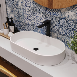 Раковина накладная Aqueduto ESPIRAL, овальная 390*600, белый матовый (ESP0220)