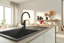 Смеситель для кухни GROHE Eurosmart с запорным клапаном, матовый чёрный (317862431)