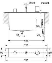 Встраиваемая часть смесителя GROHE, однорычажный (33341000)