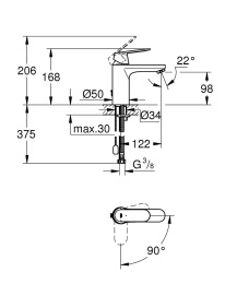 Смеситель для раковины GROHE Eurosmart Cosmopolitan, M-size, хром (2339700E)