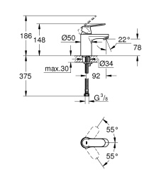 Смеситель для раковины GROHE Eurosmart Cosmopolitan, S-size, хром (32824000)
