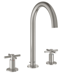 Смеситель для раковины GROHE Atrio двухвентильный на 3 отверстия, суперсталь (20008DC3)
