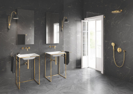 Внешняя часть смесителя для раковины GROHE Atrio настенного монтажа на 3 отверстия, двухвентильный, холодный рассвет глянец (20164GL3)