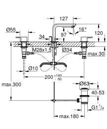 Смеситель для раковины GROHE Lineare на 3 отверстия, M-size, хром (20304001)
